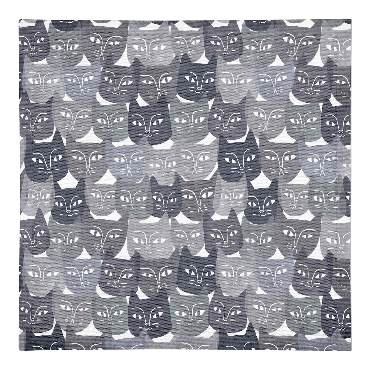 Gray Cat Face Pattern 10" x 10" Cotton Twill Napkin
